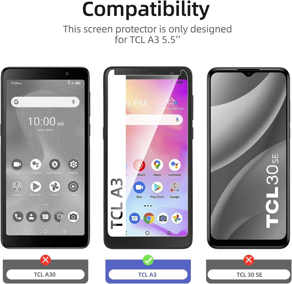 Защитное стекло NEW'C p3-TCL-A3 прозрачное 3шт закаленное 0,33 мм 9H без пузырей антибликовое Киев - изображение 6