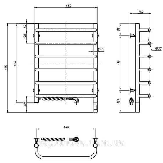 Сушарка для рушників Симфонія 480х600 Sensor ліва з таймером Чернівці