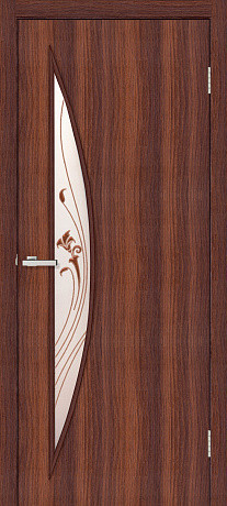 Міжкімнатні двері Оміс Парус ЗС+КМ Горіх 900х2000 мм Київ - фото 1