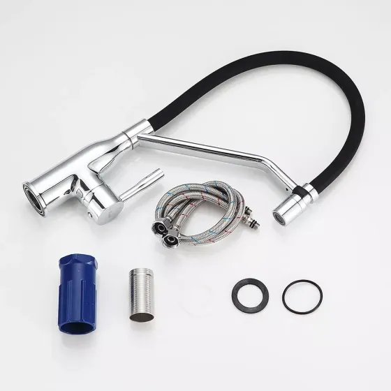 Змішувач для кухні з гнучким виливом FRAP F4497 хром Київ