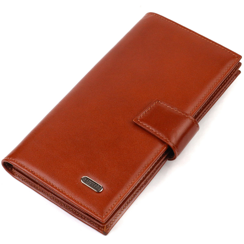 Практичне вертикальне чоловіче портмоне з натуральної гладкої шкіри CANPELLINI 21721 Коричневе Київ - фото 1