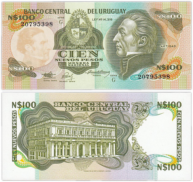 Уругвай /Uruguay 100 Pesos 1987г. (Р-62А). UNC Полтава - изображение 1