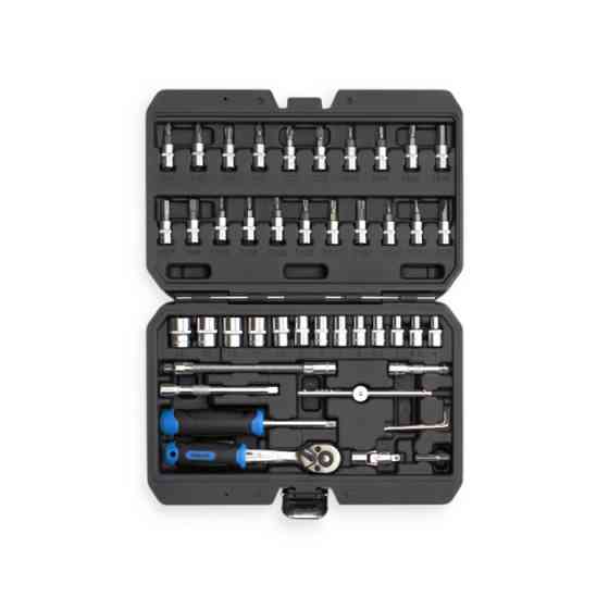 Набір інструменту 1/4" 46 шт, 4-14 мм з тріщ., подовжує., кардан, отв.-вороток, біти Мукачево