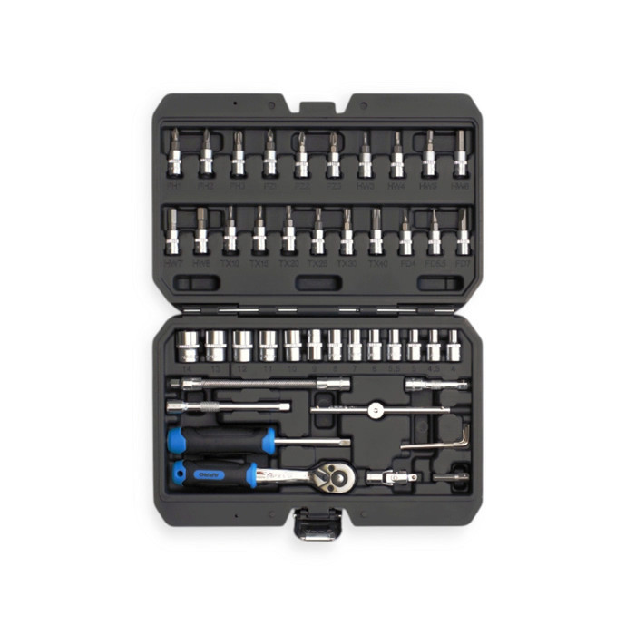 Набір інструменту 1/4" 46 шт, 4-14 мм з тріщ., подовжує., кардан, отв.-вороток, біти Мукачево - фото 2