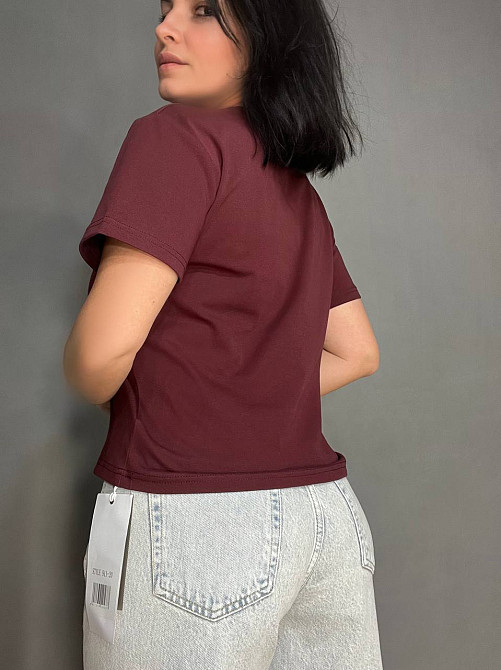 Футболка жіноча A-N 911-20 середня довжина вишня камінчики one size, бордовий, one size Київ - фото 12