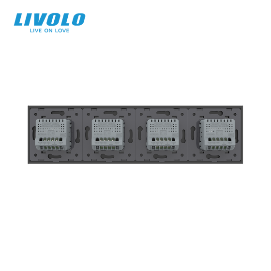 LIVOLO Сенсорний вимикач 8 сенсорів (2-2-2-2) LIVOLO чорний матовий скляний Коломыя
