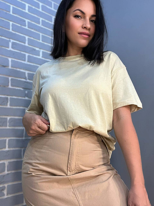 Футболка жіноча Pepper&mint CB24-22 базова середня довжина вишивка на плечі бежева, бежевий, L Київ - фото 9