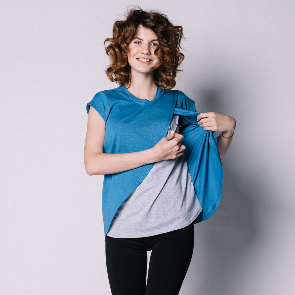 Футболка з запахом для вагітних і годуючих Синя Київ - фото 4