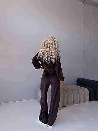 Жіночий велюровий комплект-трійка Шоколадний, 48/52 Харків