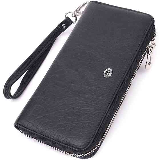 Гаманець-клатч універсальний на одне відділення з натуральної шкіри Чорний (ST Leather) Київ