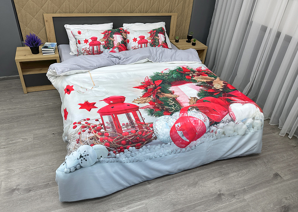 Комплект постельного белья Фланель, Евро 200х220 с Рождественским (Новогодним) принтом (88-200) Киев - изображение 3