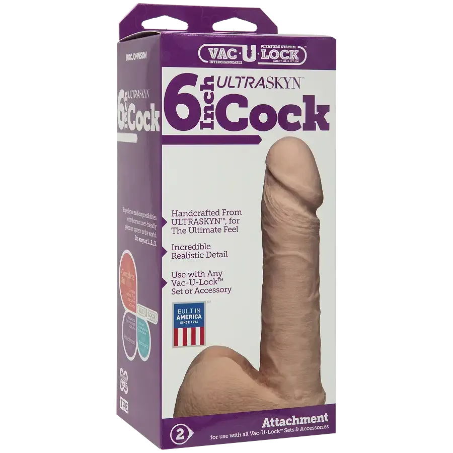 Фалоімітатор Doc Johnson Vac-U-Lock - 6 Inch ULTRASKYN Cock White, діаметр 4,3 см Львов - изображение 2