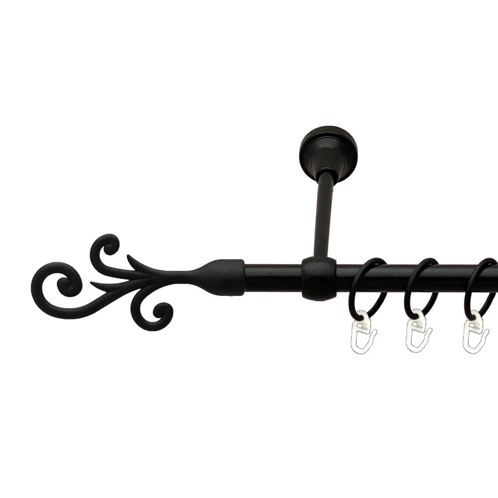 Карниз Orvit Фала металевий однорядний литий гладка труба кільце металеве Чорний Оксамит 16 мм 160 см (00-00023984) Львів - фото 1