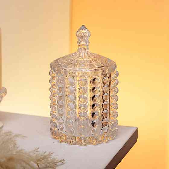 Цукерниця стеклянная з кришкою Ø7.5 см ваза цукорниця кругла HP-4-105 Київ