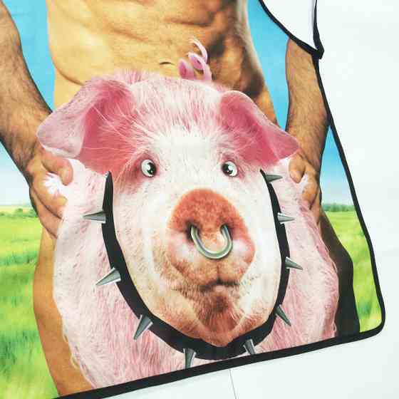 Фартух з приколом для чоловіків Порося 75 на 60 см різнобарвний Київ