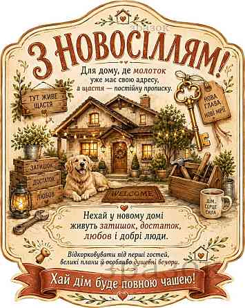 Етикетка на пляшку “З новосіллям” + контретикетка | подарункова наліпка на вино або ігристе на новосілля, у новий дім, новоселам Одеса