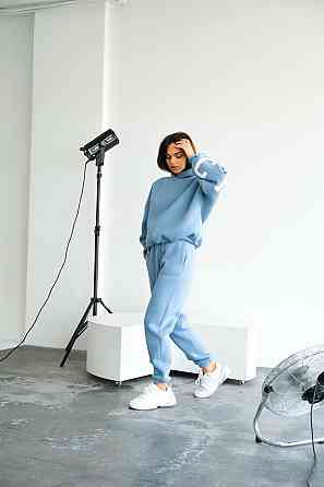 Женский стильный повседневный костюм Chicago с двойным капюшоном Голубой, 42/46 Одесса