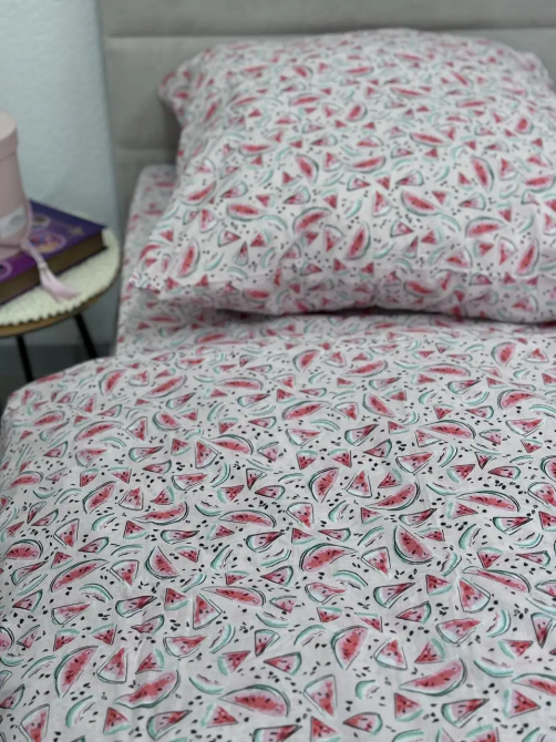 Ecotton Простирадло дитяче Ecotton 110х150 см із бавовни рожева Кавуни Коломия - фото 1