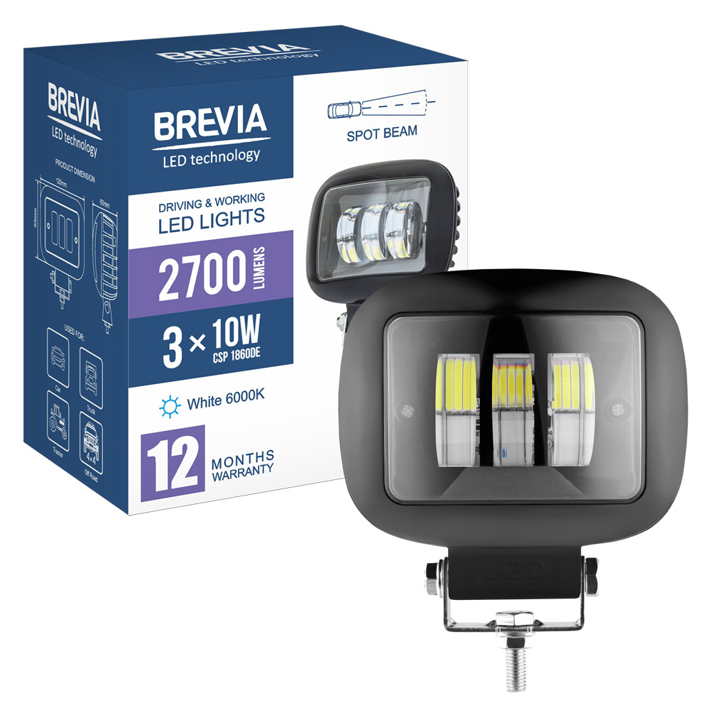 Фара світлодіодна Brevia 10-30V, 30W (3x10W), 2700Lm, CSP1860DE 1шт Львів - фото 8