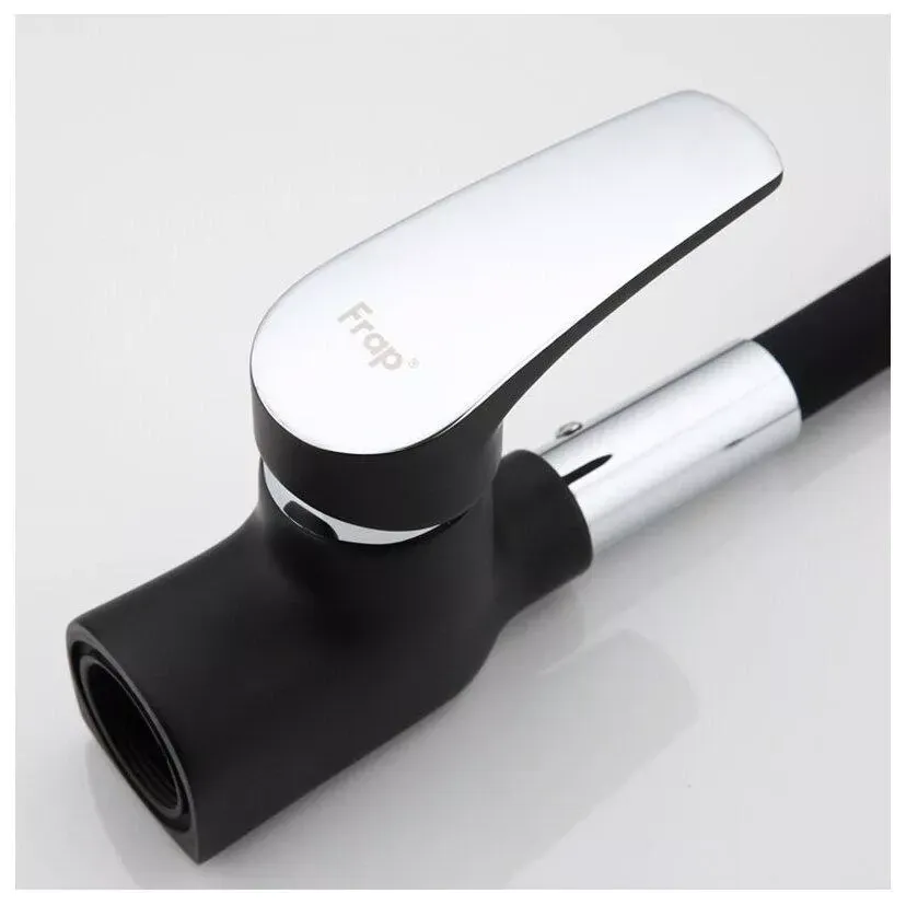 Змішувач для кухні Frap F4453-04 з гнучким виливом, чорний/хром Київ - фото 3