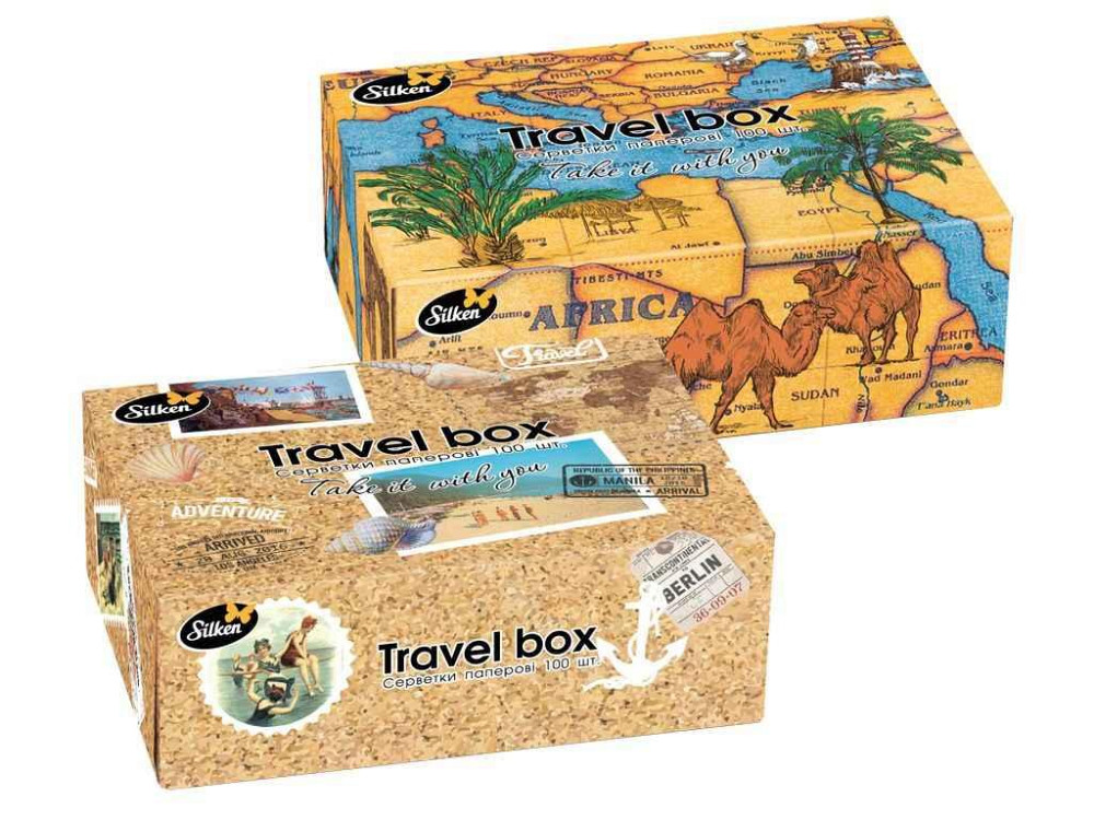 Серветки косметичні 100шт у коробці “TRAVEL BOX 2шари ТМ SILKEN Київ - фото 1