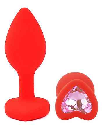 Силіконова анальна пробка EGZO - Silicone Red Heart Plug Pink, size S Sex Aura Київ