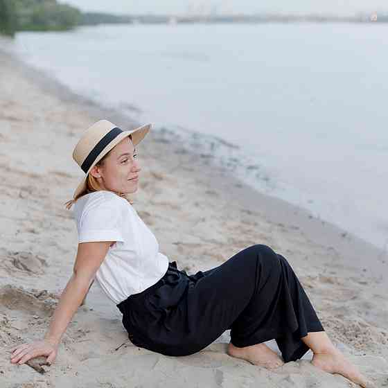 Широкі штани для вагітних з легкої тканини Чорні Київ