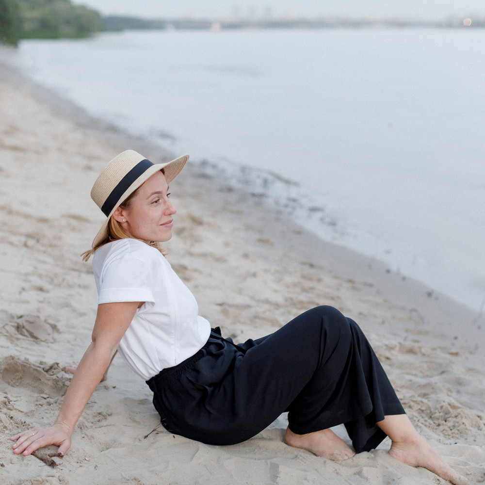 Широкі штани для вагітних з легкої тканини Чорні Київ - фото 1