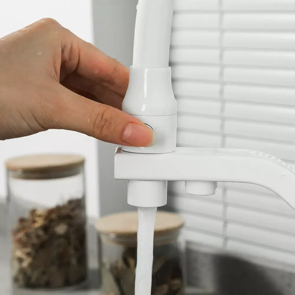 Смеситель для кухни на две воды GAPPO G4317-8 с гибким изливом, белый. Киев - изображение 3