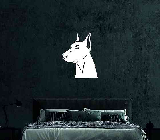 Декоративне настінне Панно «Доберман», Декор на стіну 50*35 см, Білий Київ