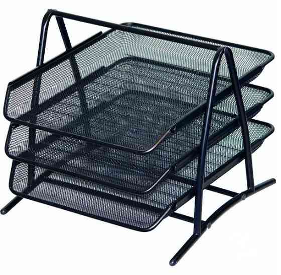 Лоток для документов горизонтальный, металлический черный, 3 секции Павлоград