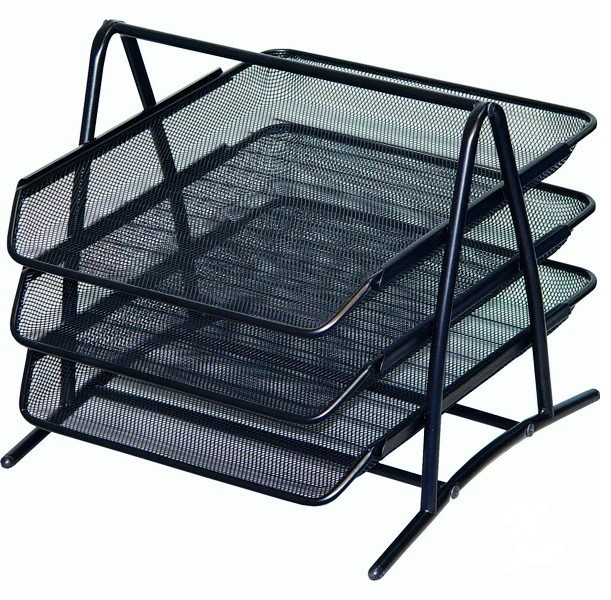 Лоток для документов горизонтальный, металлический черный, 3 секции Павлоград - изображение 1