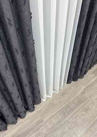 Шторна тканина Льон Букле колір антрацит 1885ш Київ