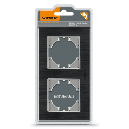 BINERA чорний алюміній Рамка горизонтальна 2-а Videx Житомир - фото 3