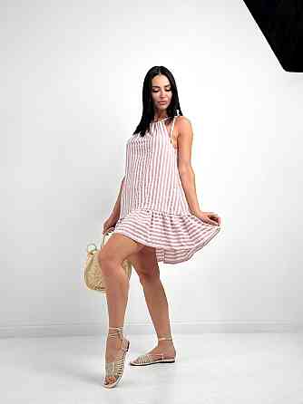 Літній сарафан на бретелях "Salma" оптом | Розпродаж моделі 42-44, Бежева смужка Київ