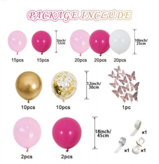 Набір повітряних кульок для вечірки «Рожеві метелики» Кам'янець-Подільський - фото 2