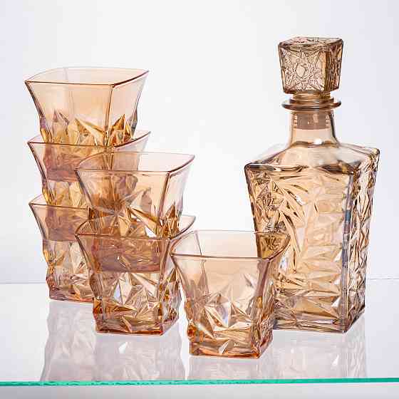 Набір для напоїв графин та 6 склянок для напоїв із товстого скла коричневий 64486-25 Коломыя