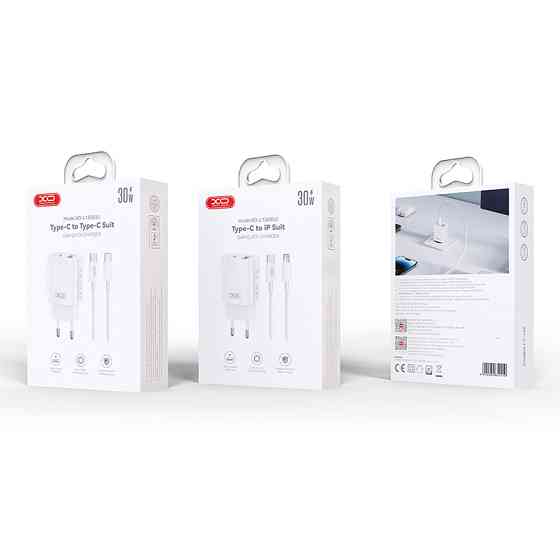 Мережевий зарядний пристрій XO L130 PD30W/QC18W 1USB-C+1USB-A + Lightning кабель білий Львів