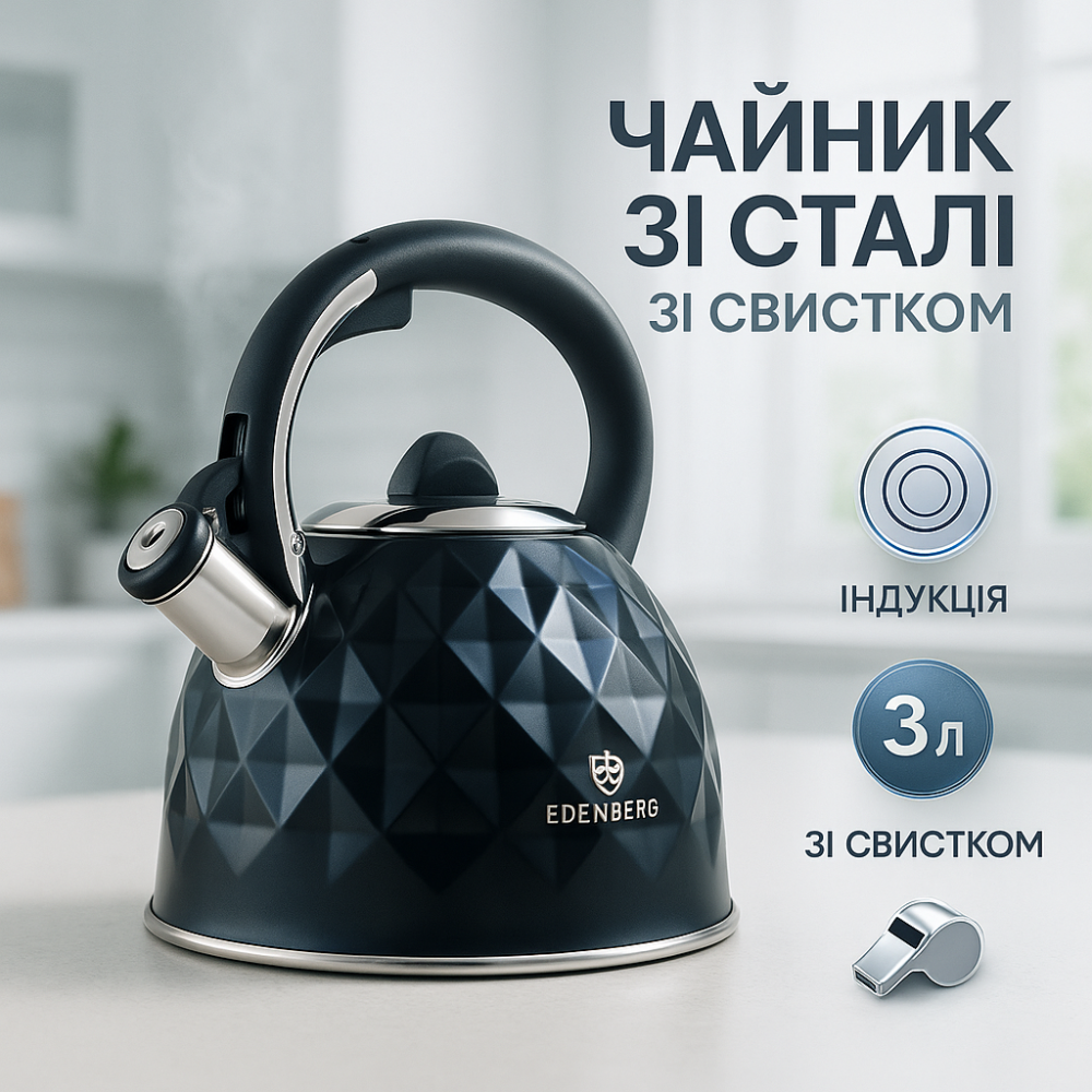 Чайники со свистком наплитные, Кухонный чайник с ручкой и свистком, Качественный металлический чайник GS-74 Львов - изображение 9