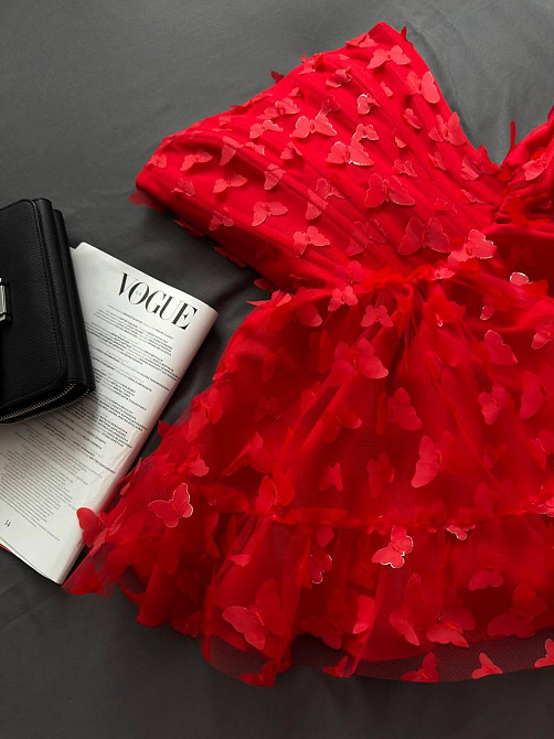 Женская романтическая привлекательная мини-платье костюмная+фатин бабочки(на подкладке) Красный, 44/46 Одесса - изображение 13