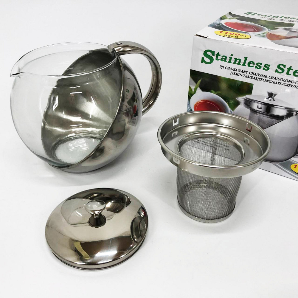 Скляний чайник з фільтром для заварювання чаю UNIQUE UN-1164 1.10 л, Заварний чайник скляний з ручкою HR-15 Львів - фото 10