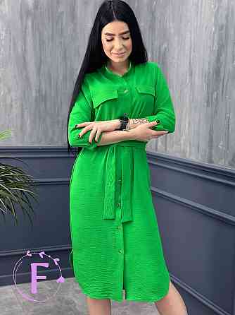 Длинное платье-рубашка с поясом Marcella 42-44, Зеленый Киев