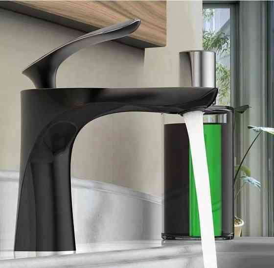 Смеситель для умывальника однорычажный, кран для раковины латунь WanFan для ванной комнаты Черный матовый Каменец-Подольский