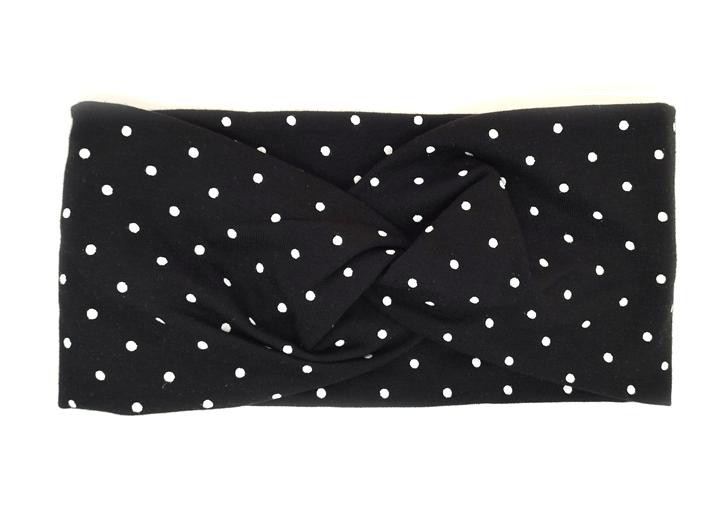 Пов'язка на голову чорна трикотаж у горох Київ - фото 1
