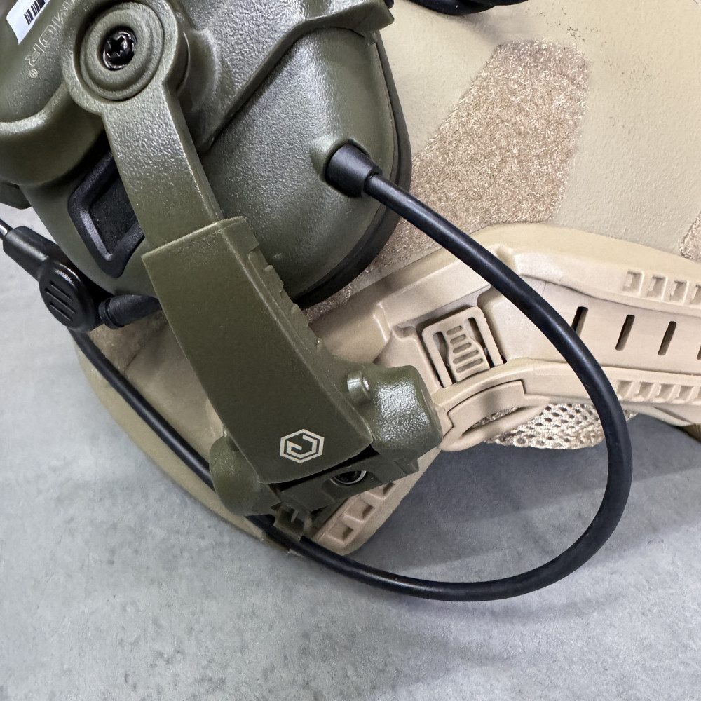 Наушники тактические Earmor M32X Mark3, активные, с креплением на шлем и съёмным микрофоном, цвет Олива Solmir Киев - изображение 4