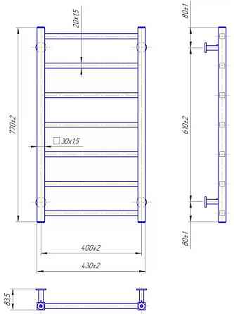 Полотенцесушитель водяной Mario INOX Токио 770x430/400 Киев