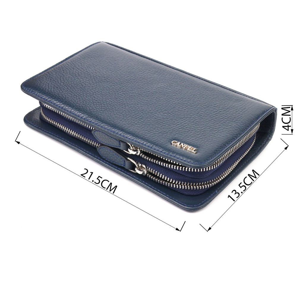 Відмінна чоловіча барсетка на два відділення з натуральної зернистої шкіри CANPELLINI 21568 Синя Київ - фото 10