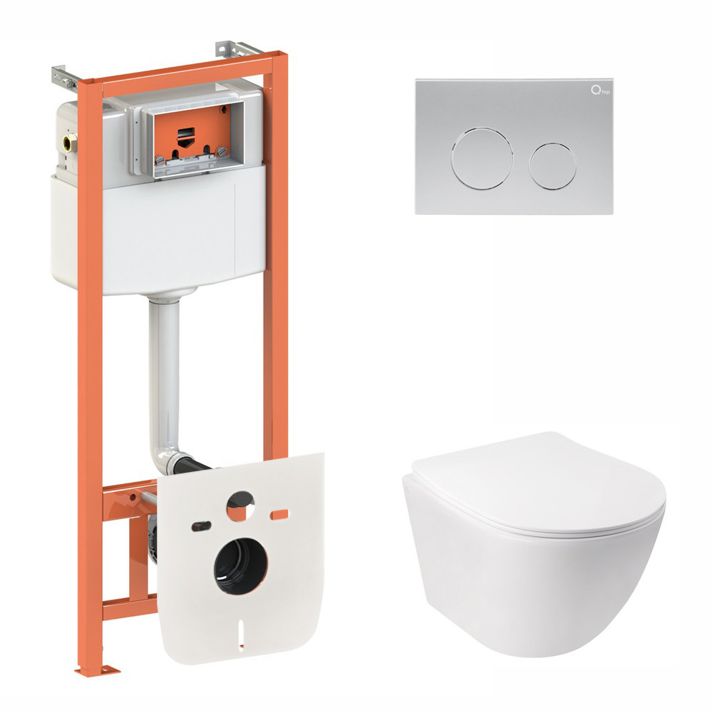 Готовое решение Qtap для ванной комнаты: подвесной унитаз Jay Rimless 520х360х320 + комплект инсталляции Nest 4 в 1 (круглая Киев - изображение 1