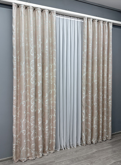 Комплект готовых штор VR-Textil Жаккард Allure № 1613ш Пудровый 150х270 см 2 шт (33-0551) Киев - изображение 4