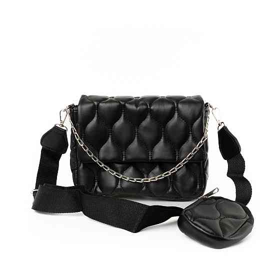 Сумка женская через плечо со стеганым узором, модная сумочка с цепочкой и ремешком, Черный Каменец-Подольский